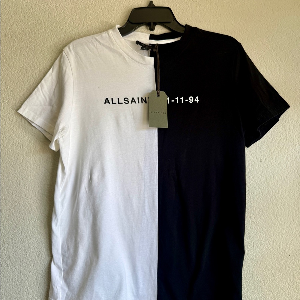 All Saints Black and White Men's Shirt